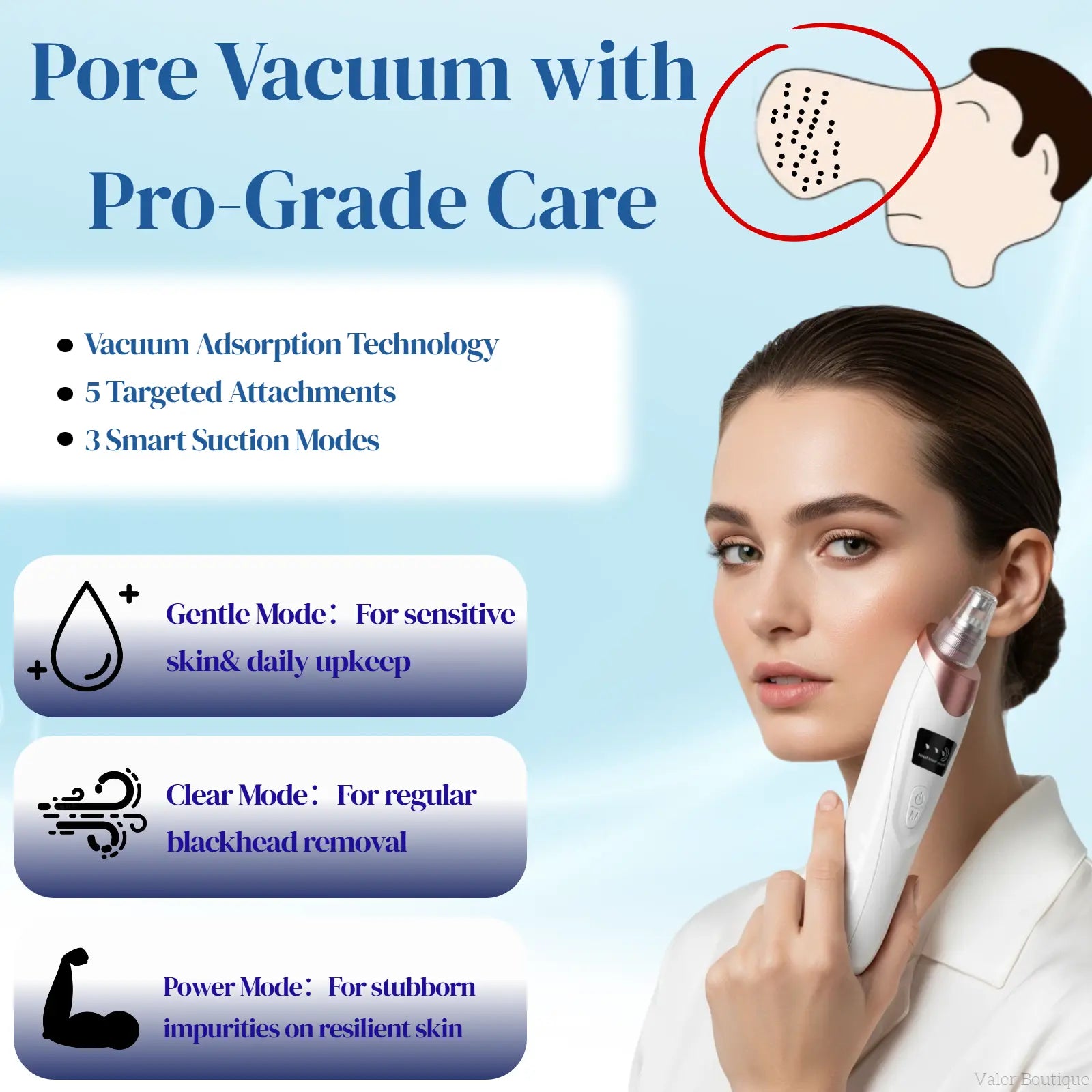 Blackhead Remover Pore Vacuum USB Rechargeable Blackhead Extractor Facial Beauty Instrument Facial Beauty Facial Cleaner Electric Acne Removal Tool