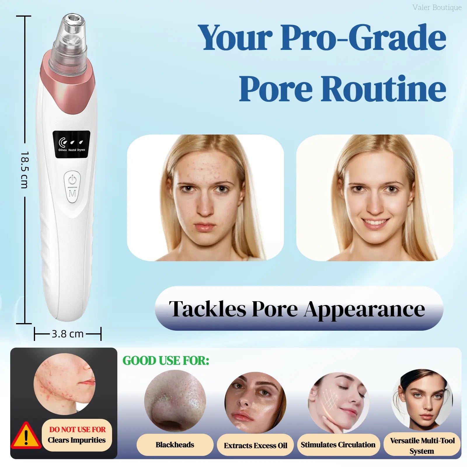 Blackhead Remover Pore Vacuum USB Rechargeable Blackhead Extractor Facial Beauty Instrument Facial Beauty Facial Cleaner Electric Acne Removal Tool