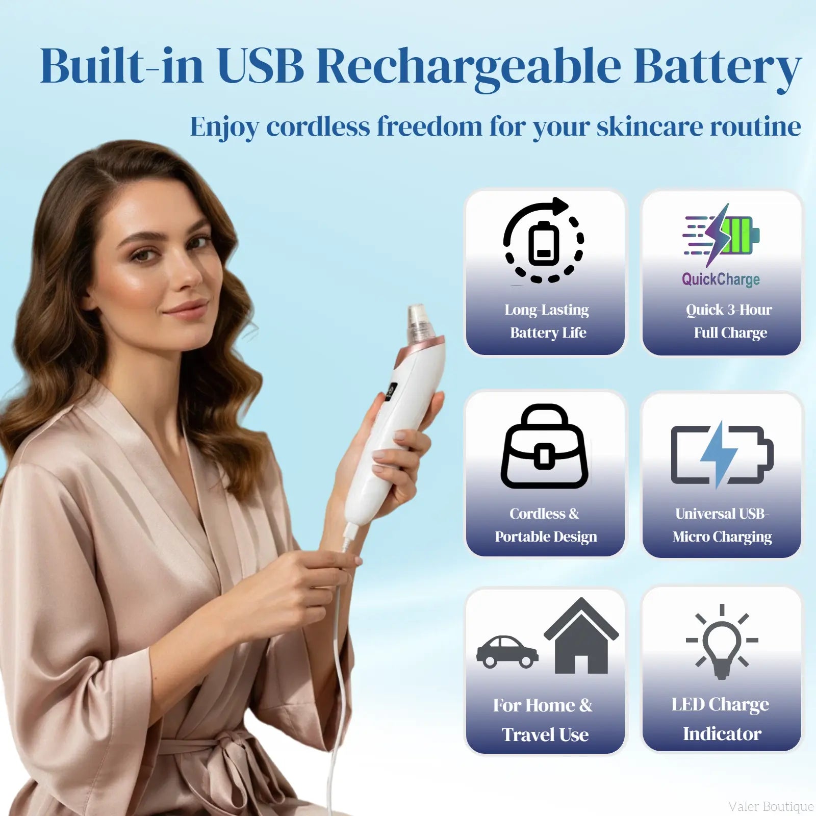 Blackhead Remover Pore Vacuum USB Rechargeable Blackhead Extractor Facial Beauty Instrument Facial Beauty Facial Cleaner Electric Acne Removal Tool